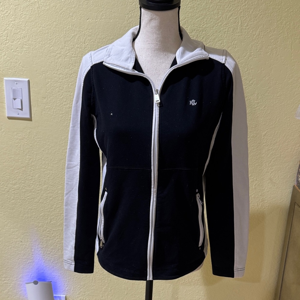 Ralph Lauren Black and White Zip-Up Track Jacket